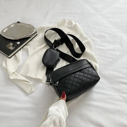 QUILTED CROSSBODY BAG WITH COIN POCKET CAR9 BLACK
