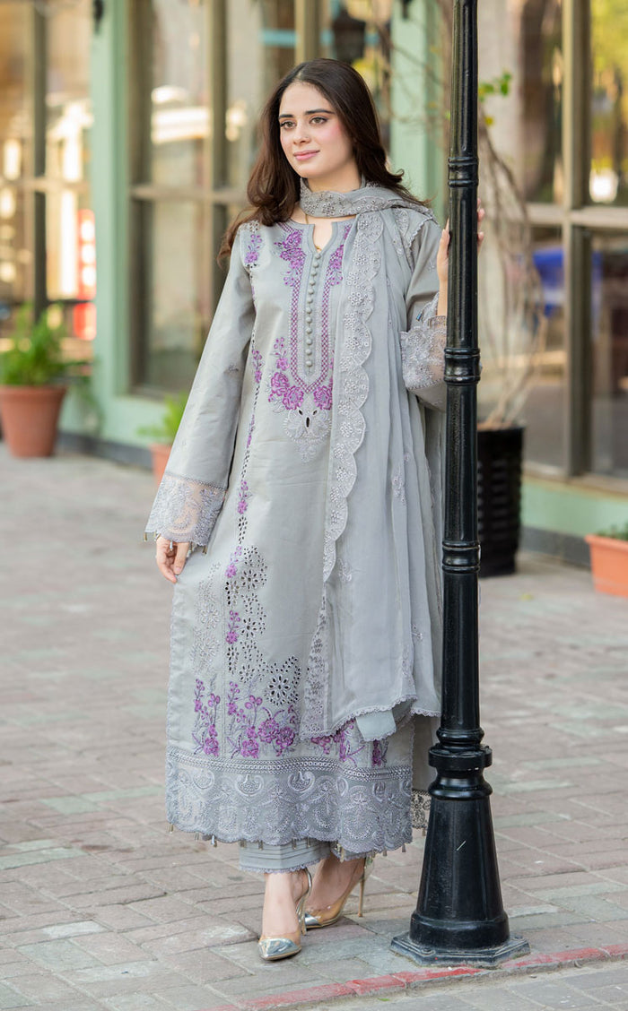 LIBAAS | GREY | UNSTITCHED LAWN 3PC