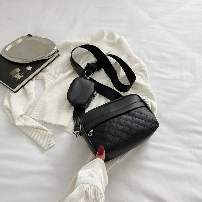 QUILTED CROSSBODY BAG WITH COIN POCKET CAR9 BLACK