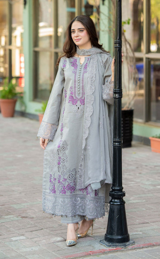LIBAAS | GREY | UNSTITCHED LAWN 3PC
